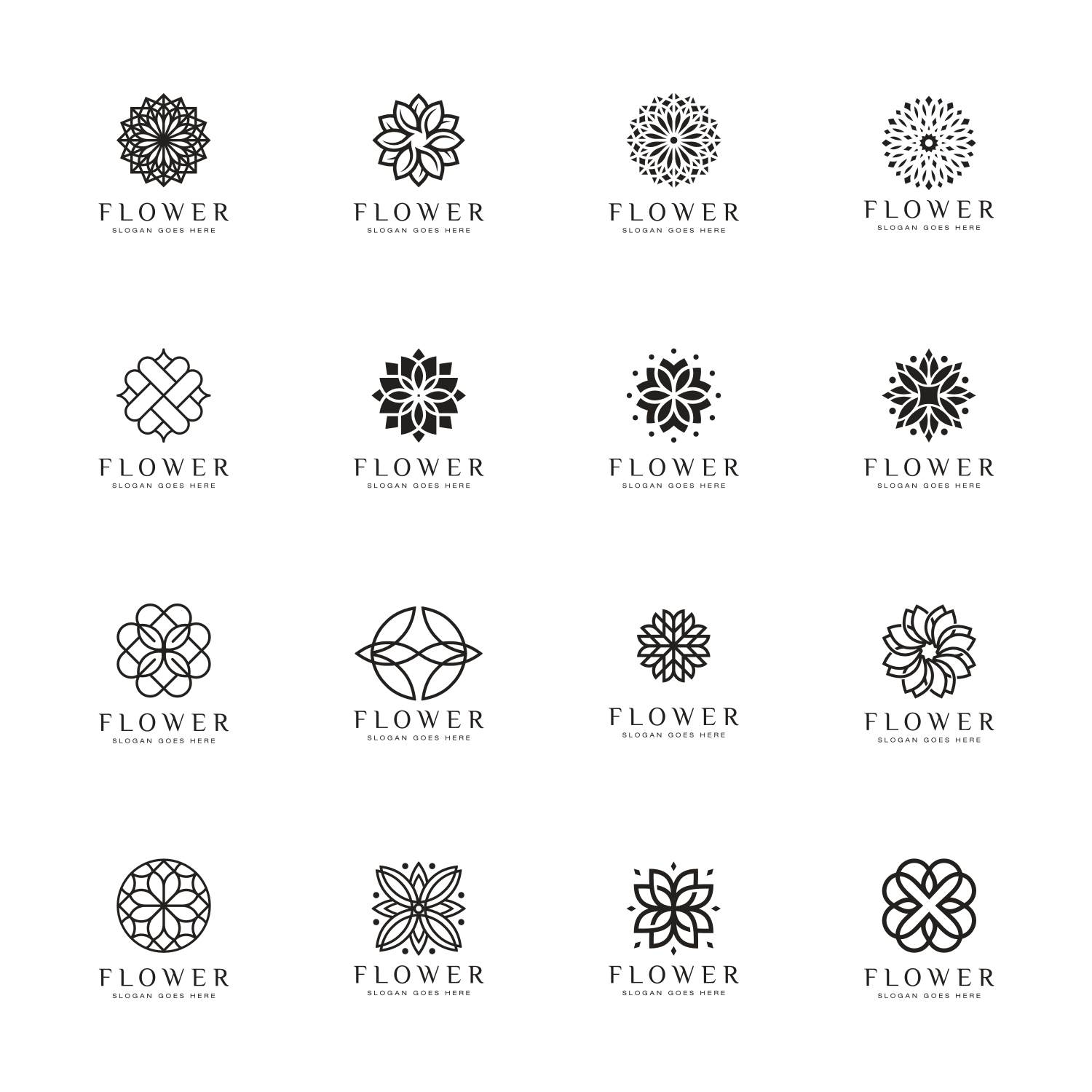Collection of Flower Logo Vector Design.