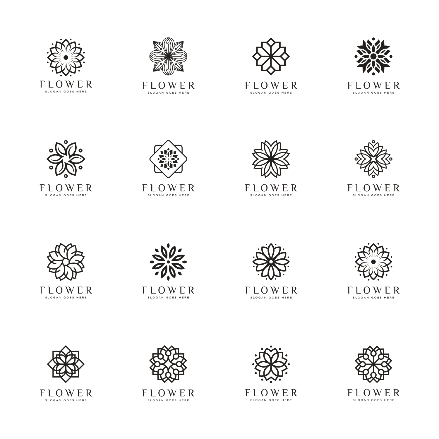 Pack of Flower Logo Vector Design.