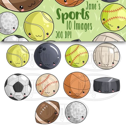 Kawaii sports clipart - main image preview.