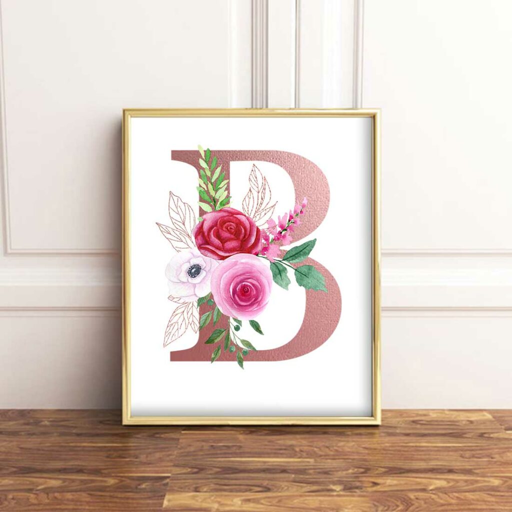 Set of numbers and letters with watercolor flowers. Floral alphabet and ...