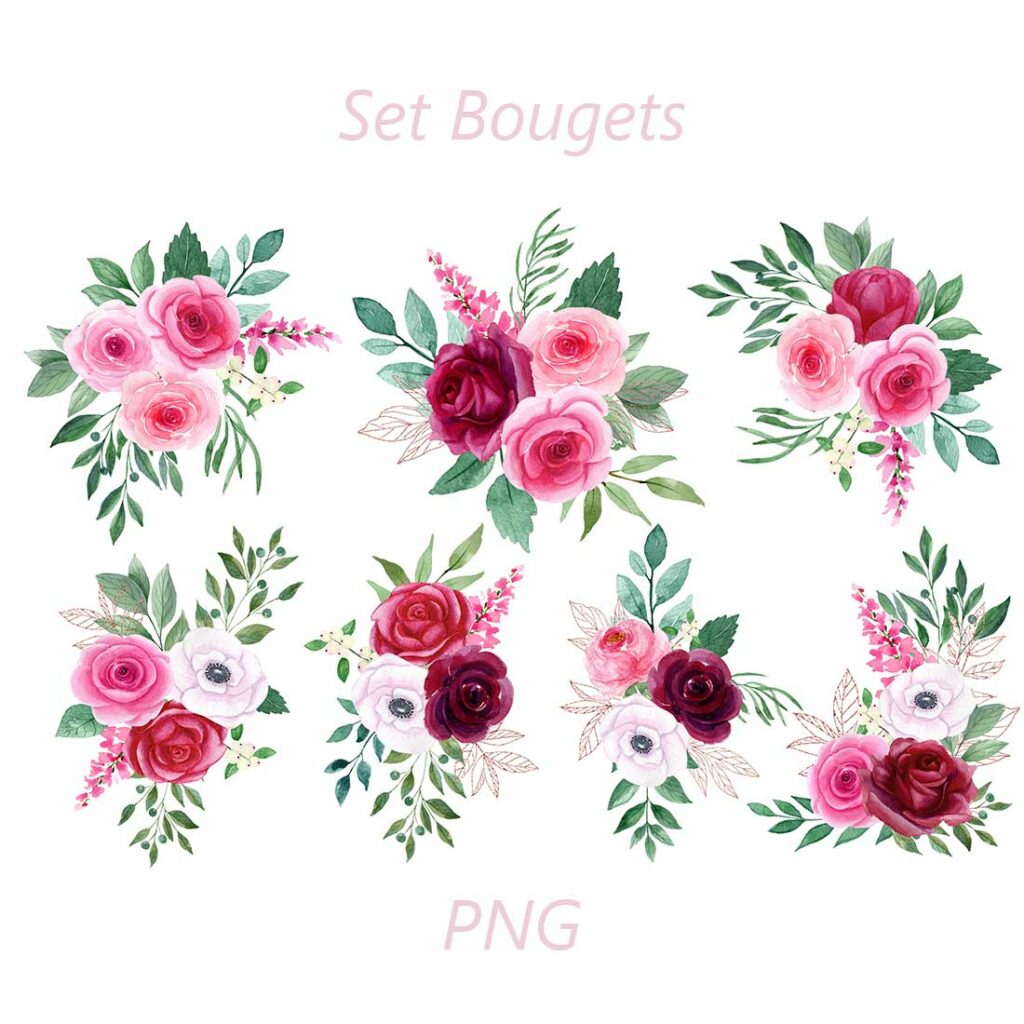 Set of numbers and letters with watercolor flowers. Floral alphabet and ...