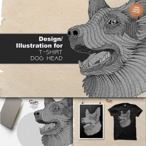 Dog T-shirt design (Hand drawn).
