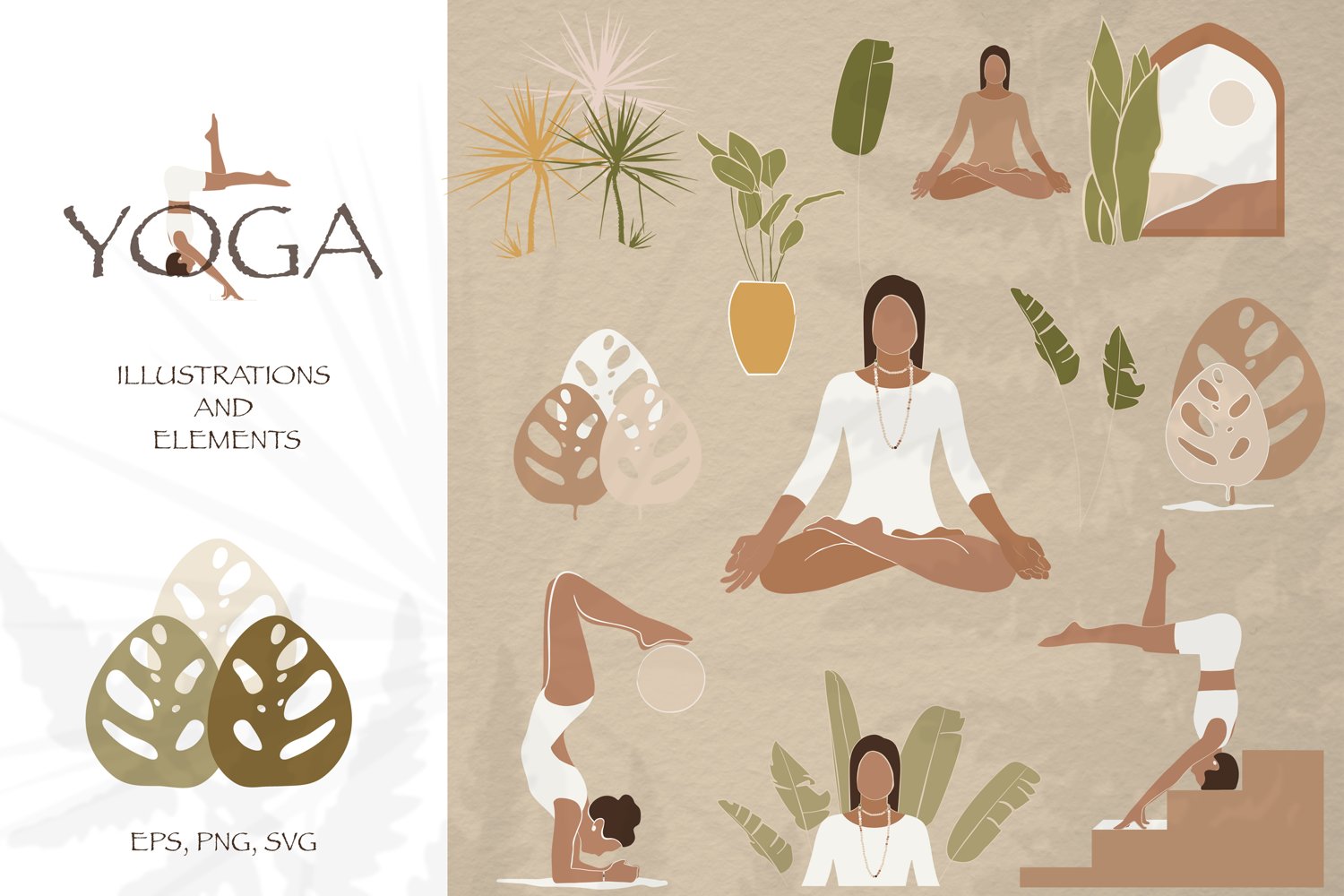 Yoga illustrations and elements.