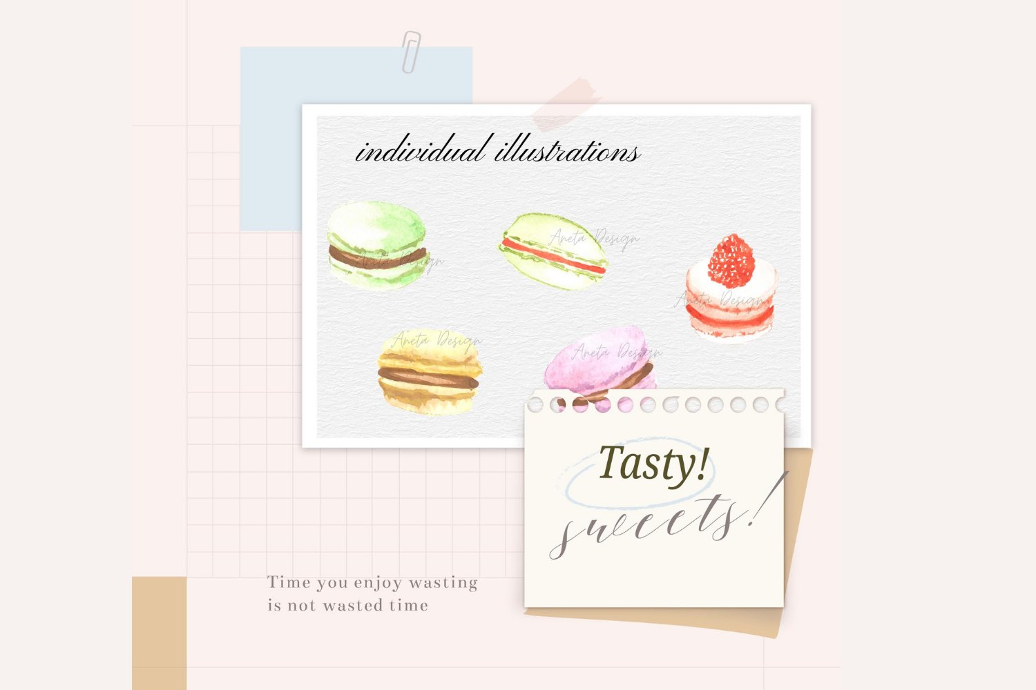 So delicious illustration with macaroons.
