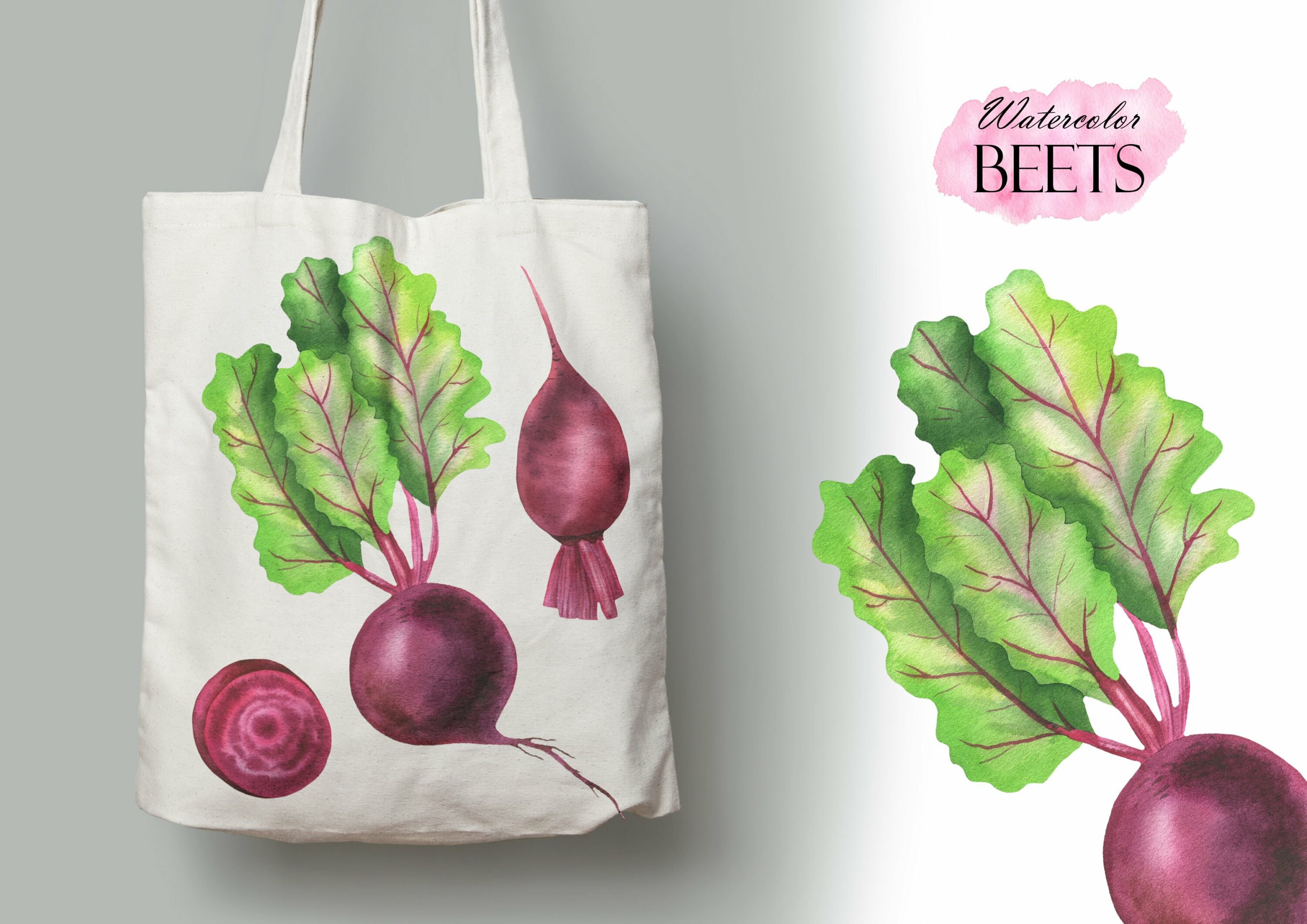 White eco bag with beets.