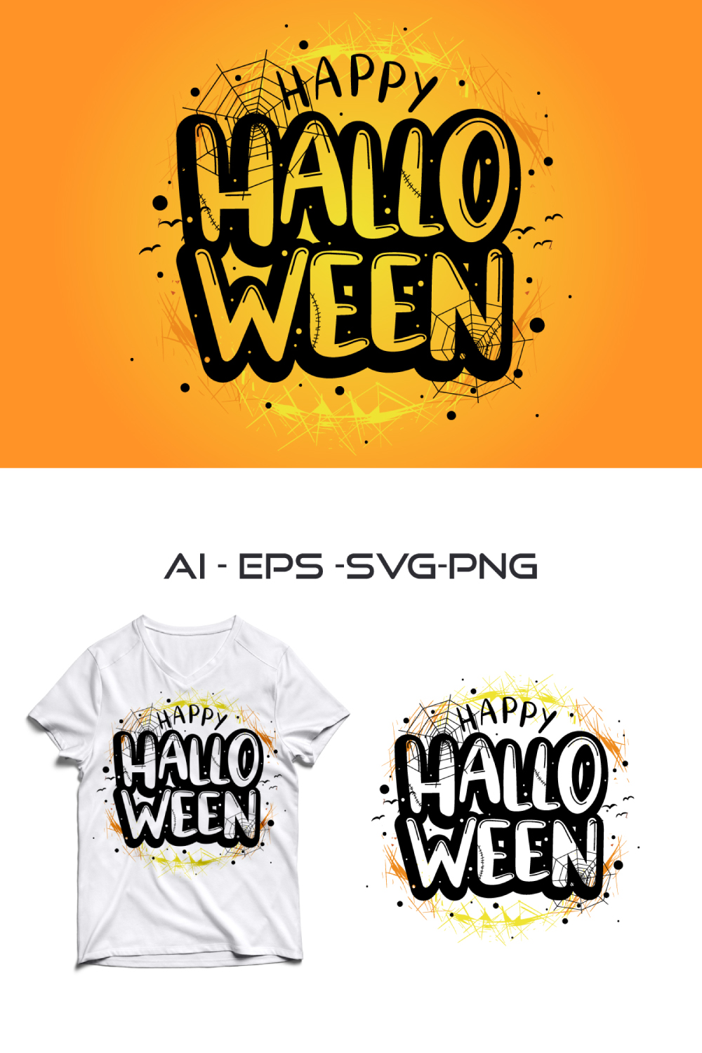 Happy Halloween T-shirt Logo pinterest image.