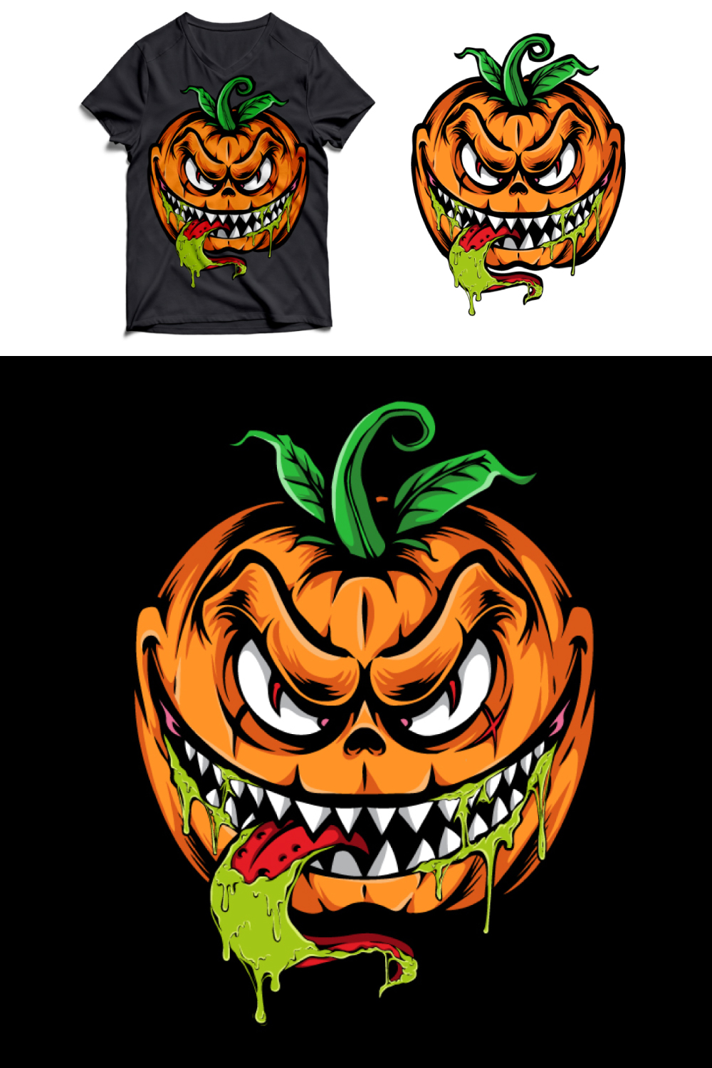 Halloween Pumpkin T-shirt Design pinterest image.