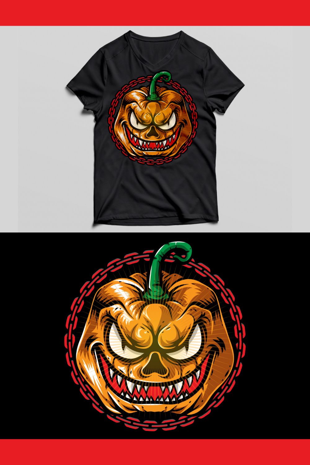 Chain Halloween Pumpkin T-shirt pinterest image.