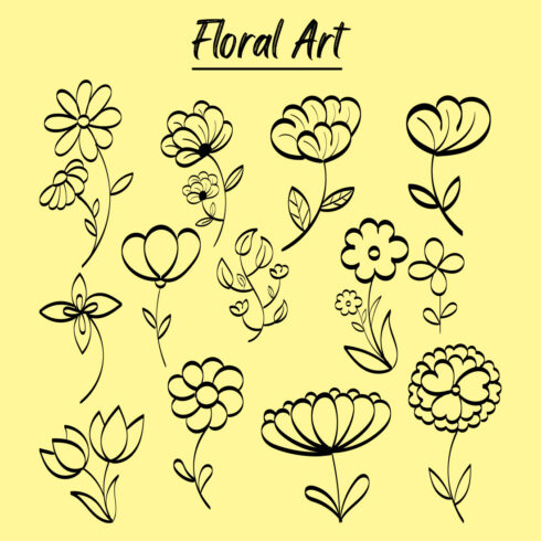 Floral Drawing Art with Line-art cover image.