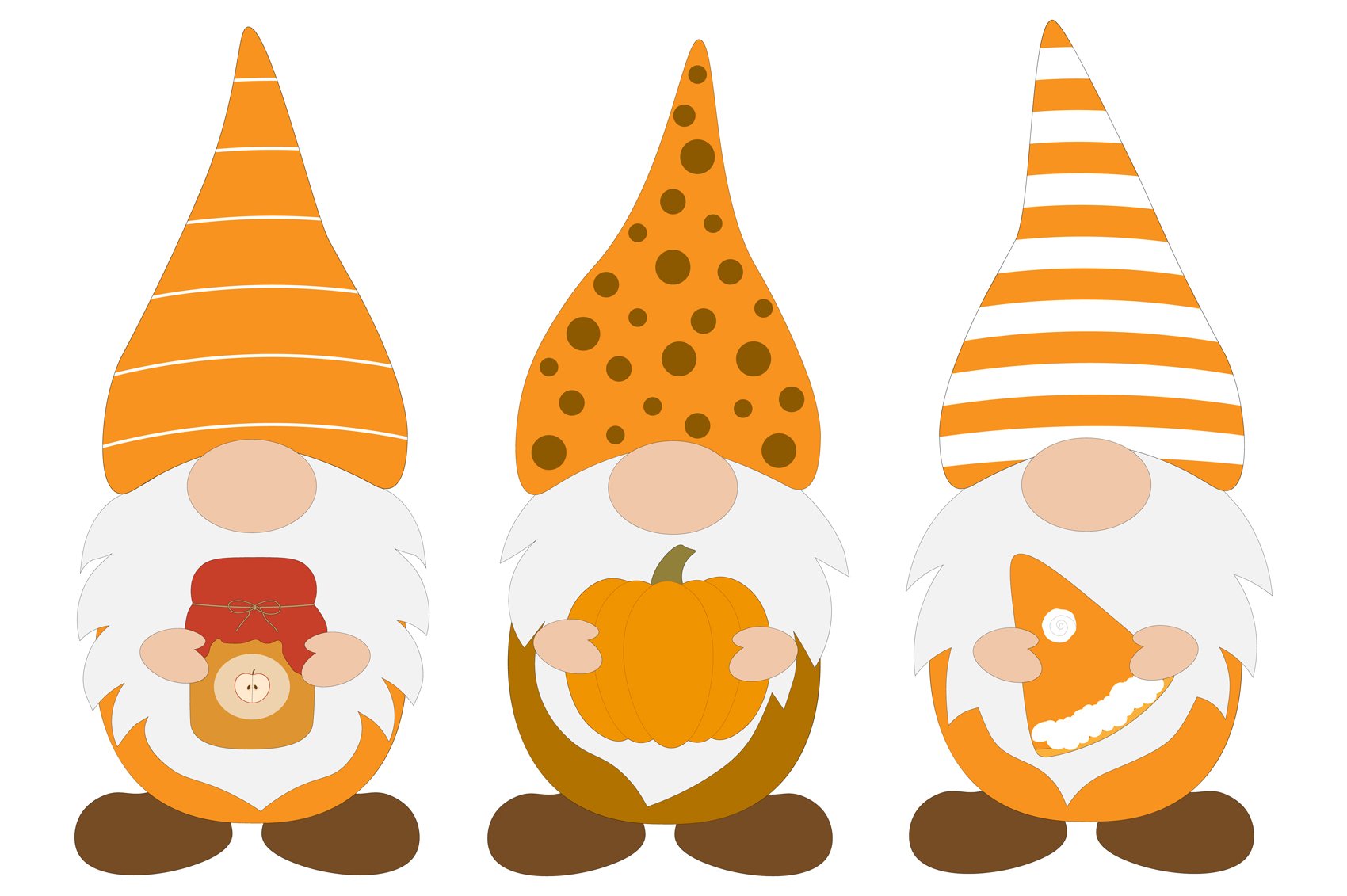 Funny fall gnomes in an orange.