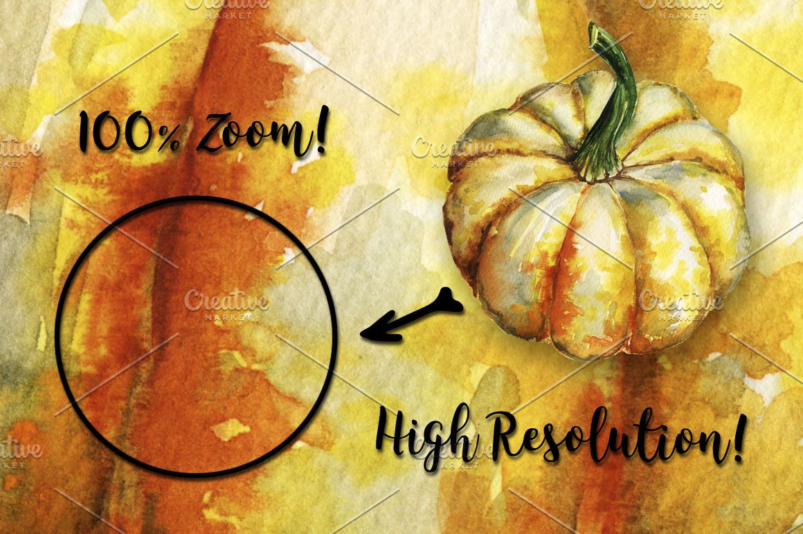 Gradient watercolor pumpkin illustration.