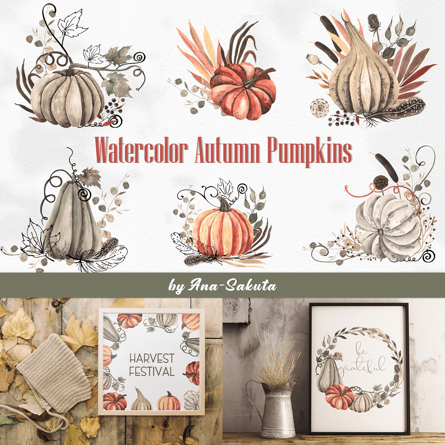 Watercolor Autumn Pumpkins cover.