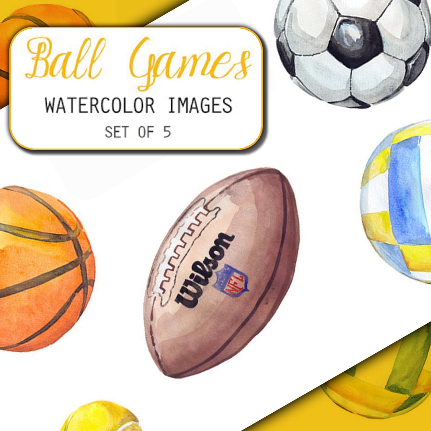 Watercolor Ball Games Clipart created by YesFoxy.