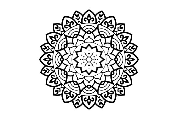 Circular Pattern in Form of Mandala With Flower for print.