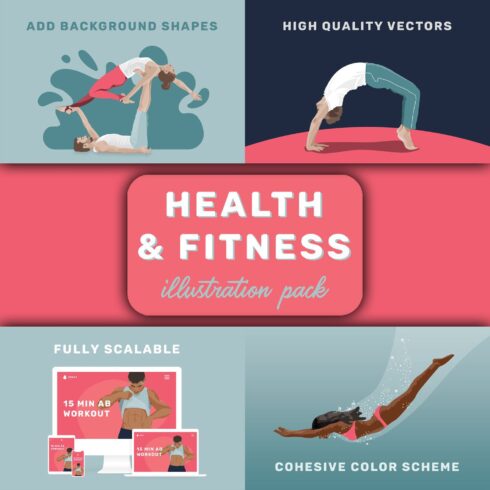 Health fitness illustration pack - main image preview.