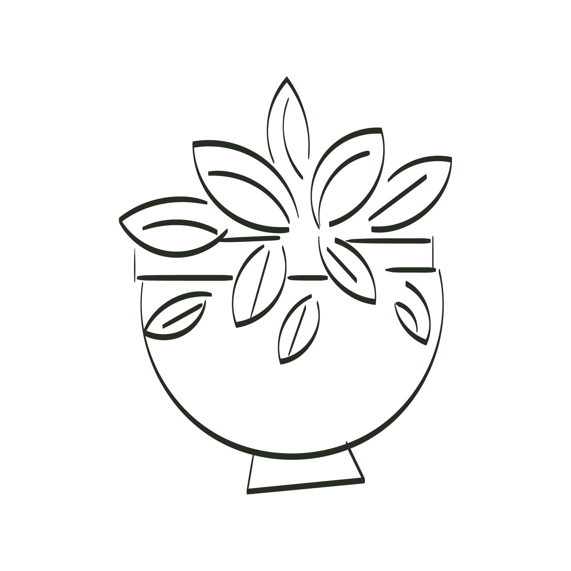 Hand Drawn Pot with Plants, icons for your digital design.