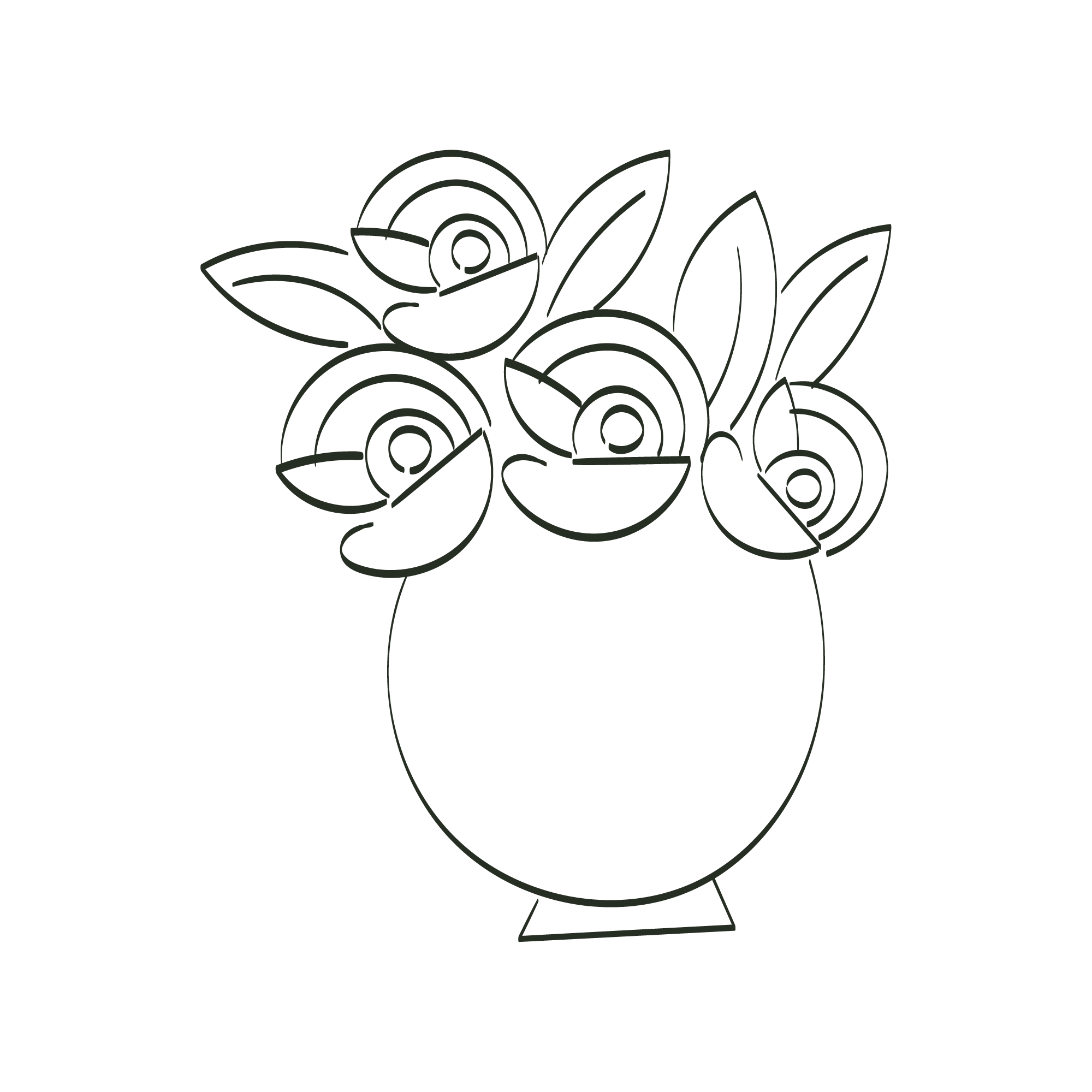 Hand Drawn Pot with Plants for your website.