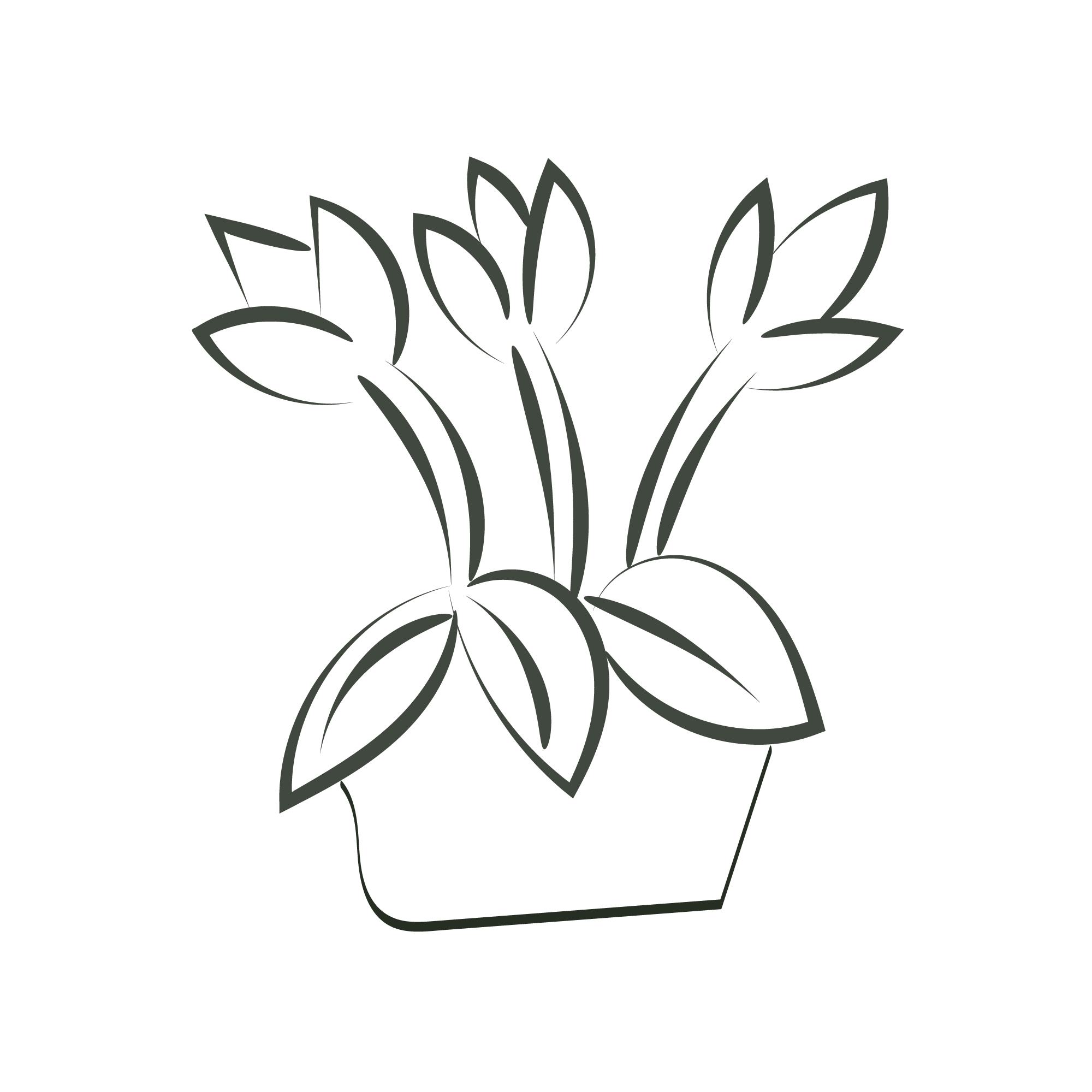 Hand Drawn Pot with Plants for beautiful designs.