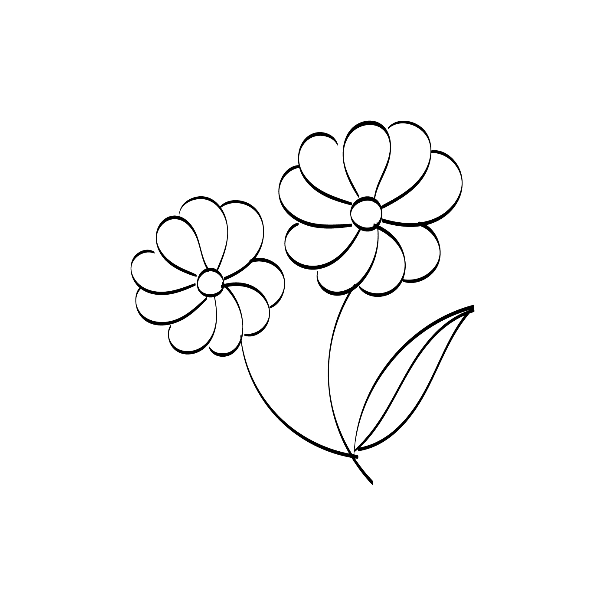 Simple Floral Art Drawing with Line-art Preview image.