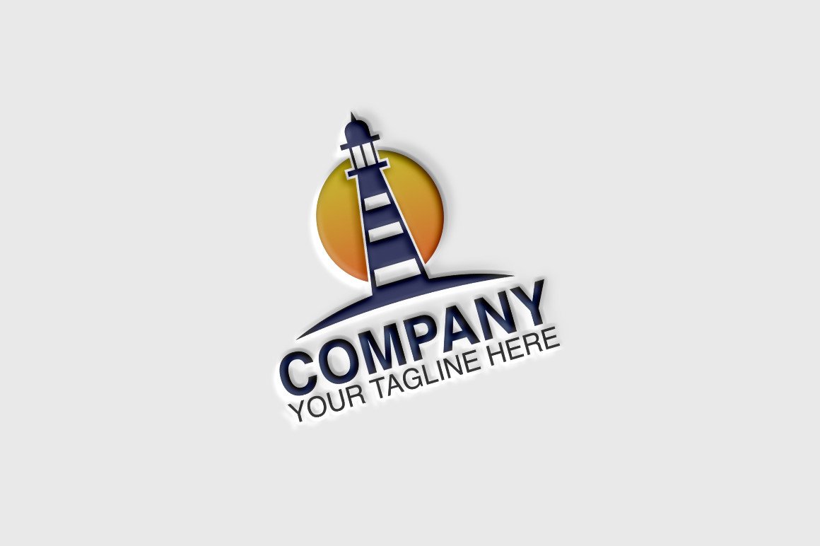 Logo in a classic style with a lighthouse.