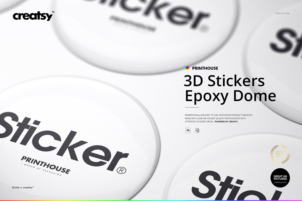 A selection of images of adorable 3D epoxy sticker mockups.