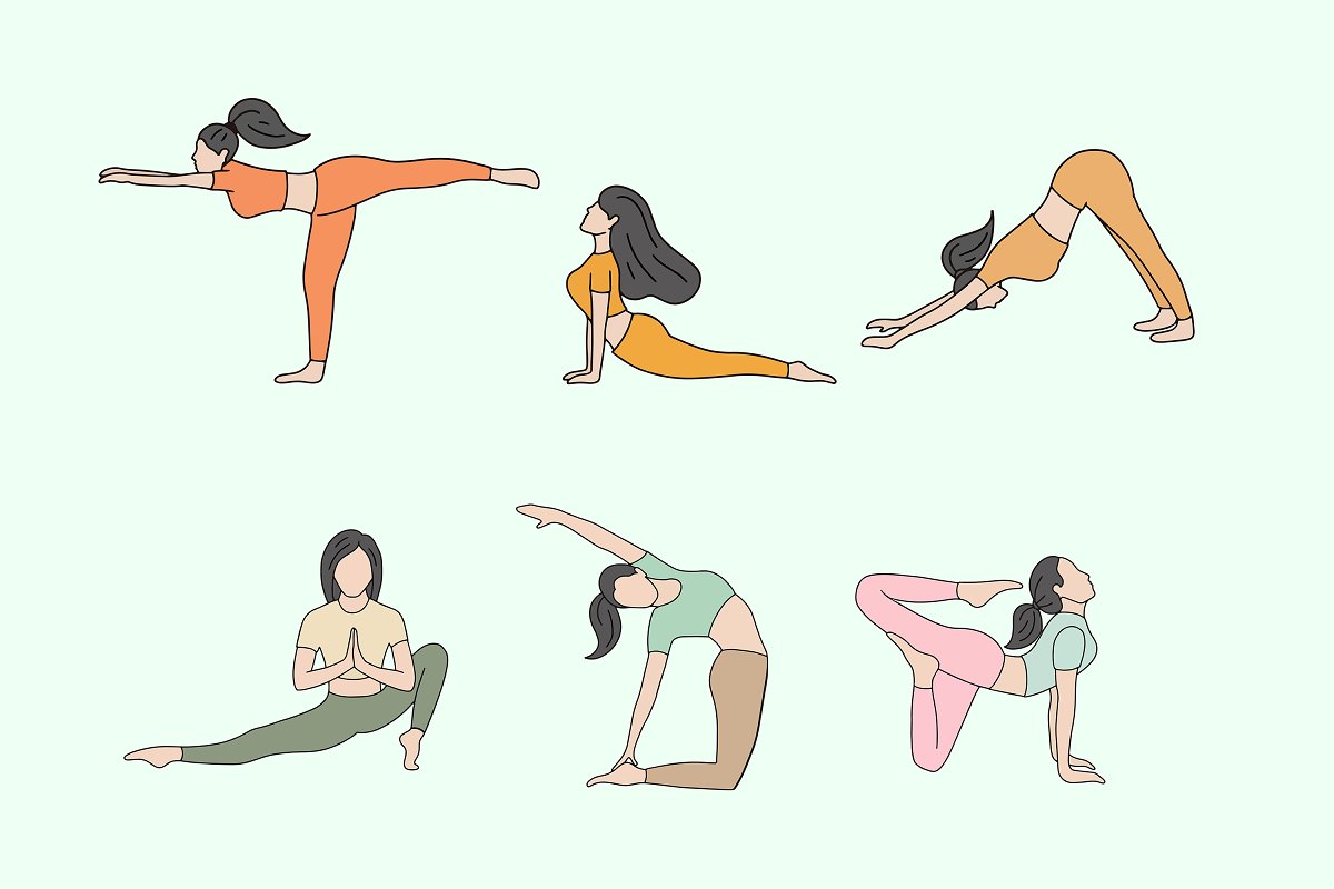 Women practicing yoga.
