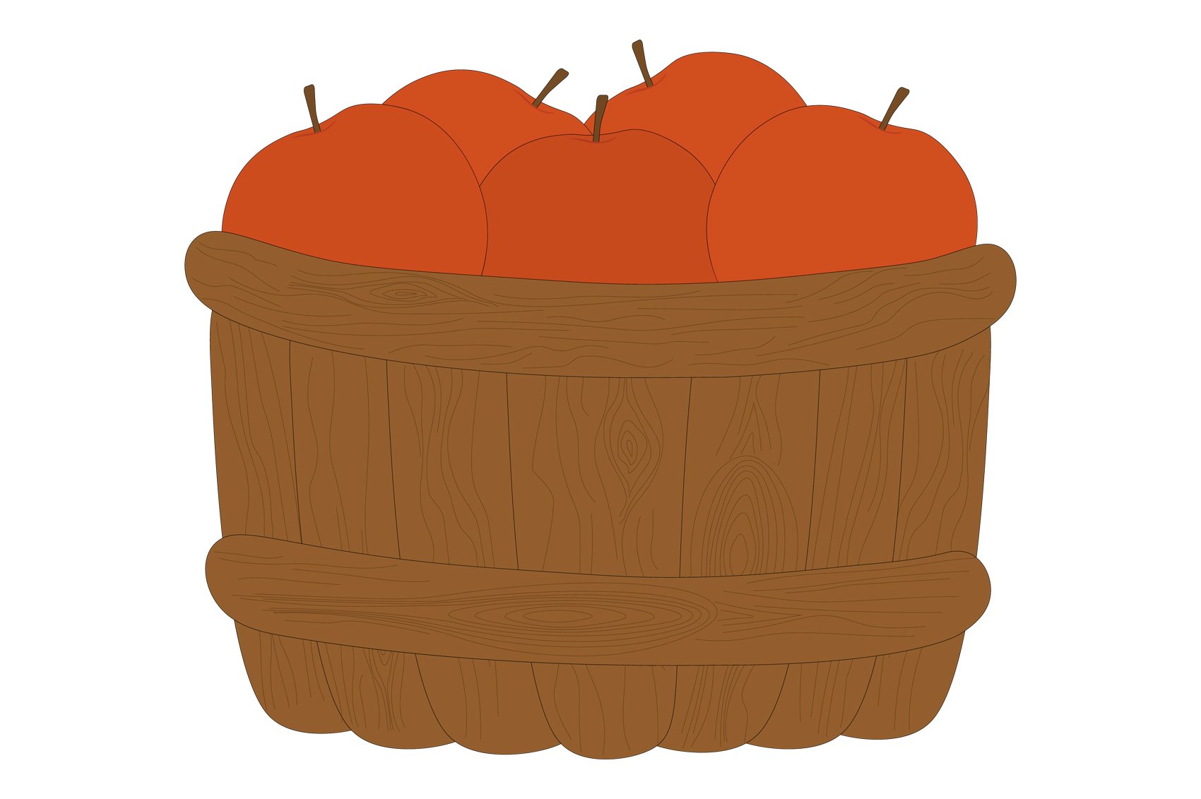 Hand drawn basket with apples.