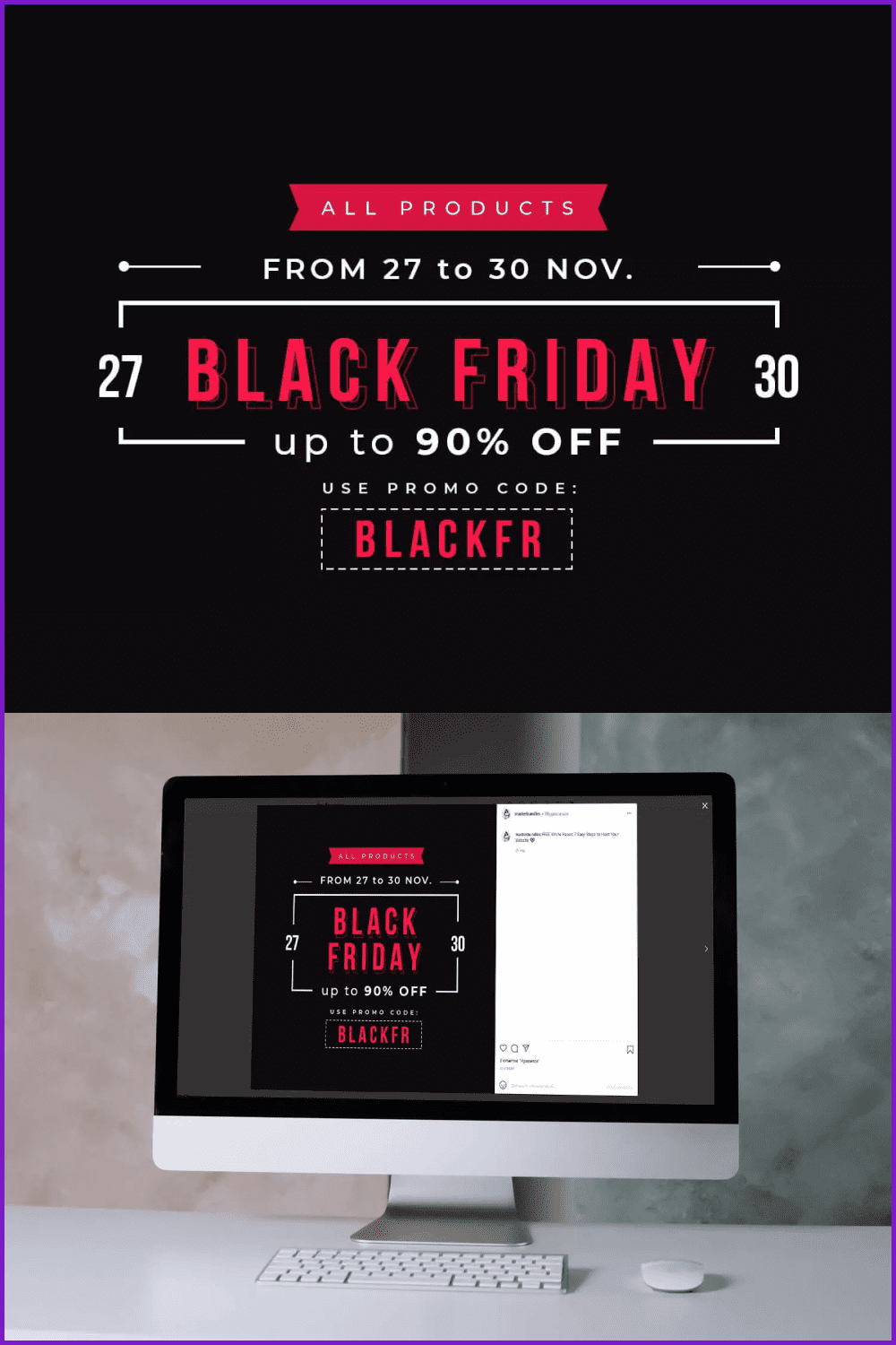 Poster with white and red text with black background for Black Friday.