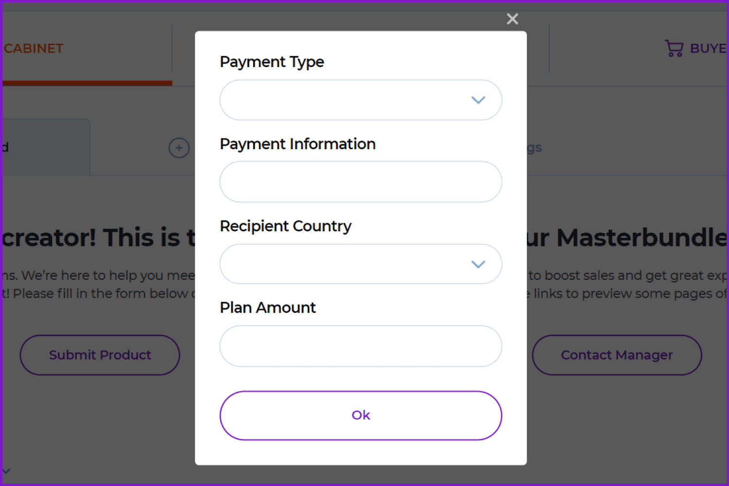 Screenshot of the payment form.