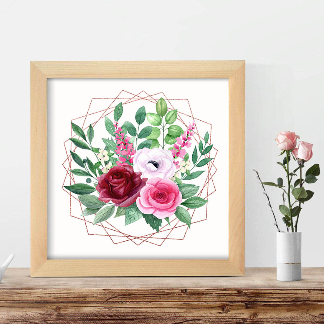 Rose Garden - Set of Watercolor Flowers for interior design.