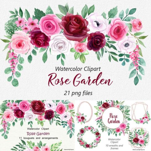 Rose Garden - Set of Watercolor Flowers cover image.