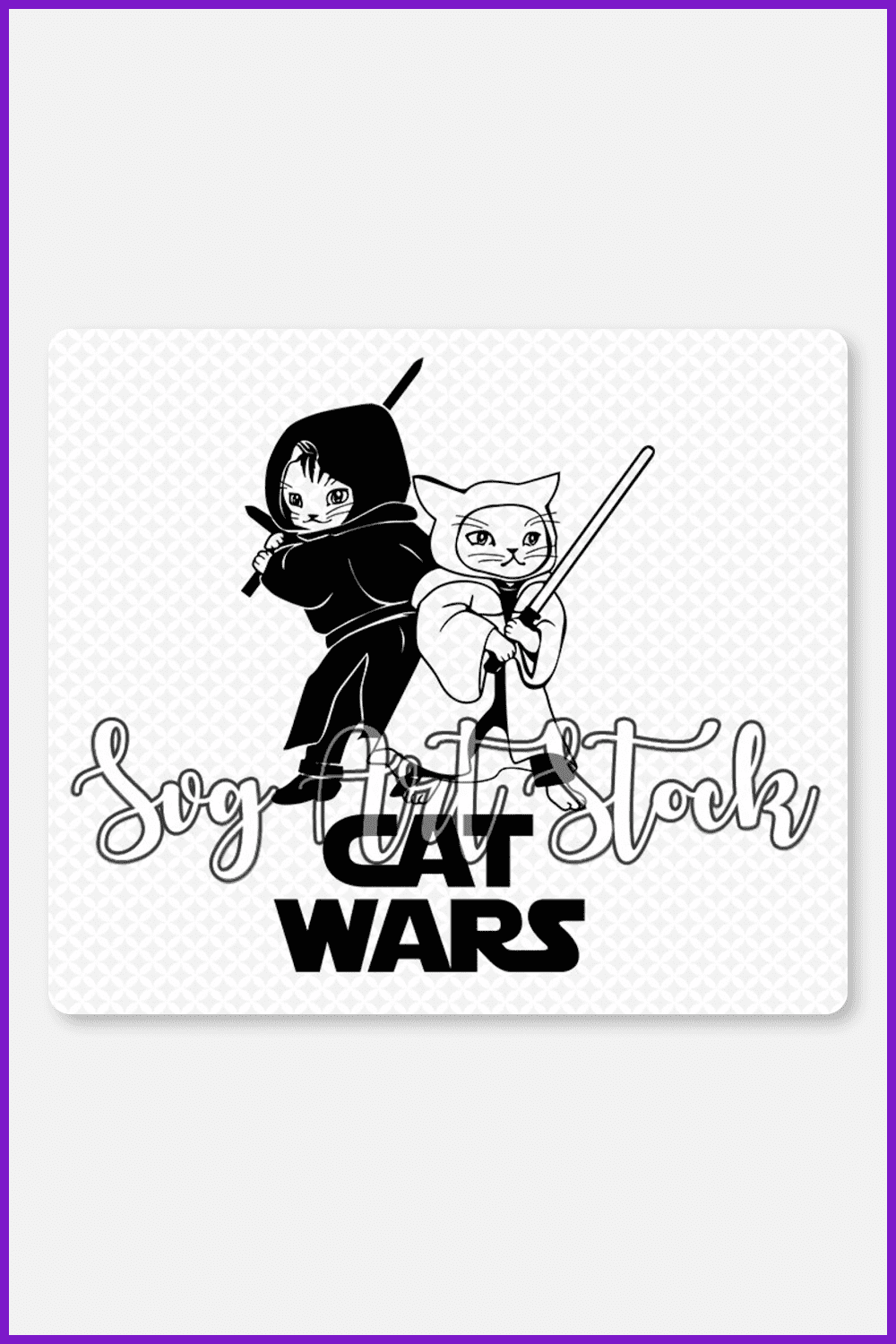 Cats in the form of Jedi in black and white robes.