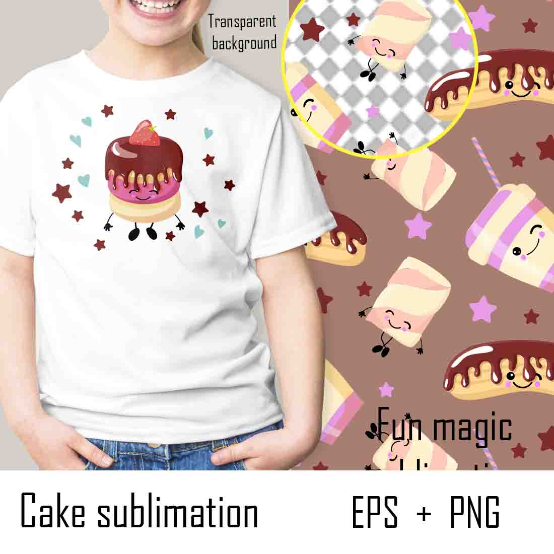 Cake clipart PNG, EPS for Cake Sublimation Pattern.