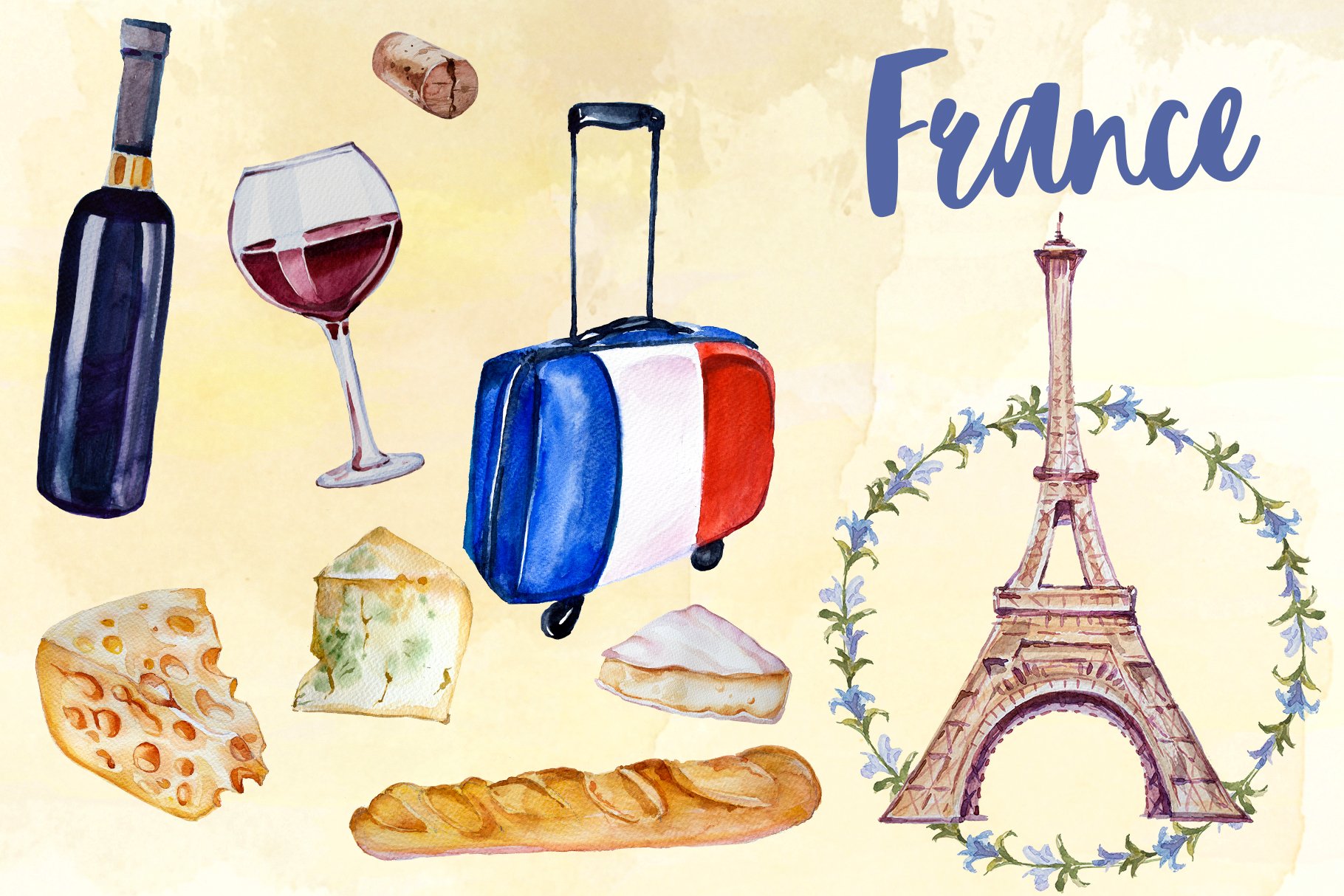 Romantic France illustrations.