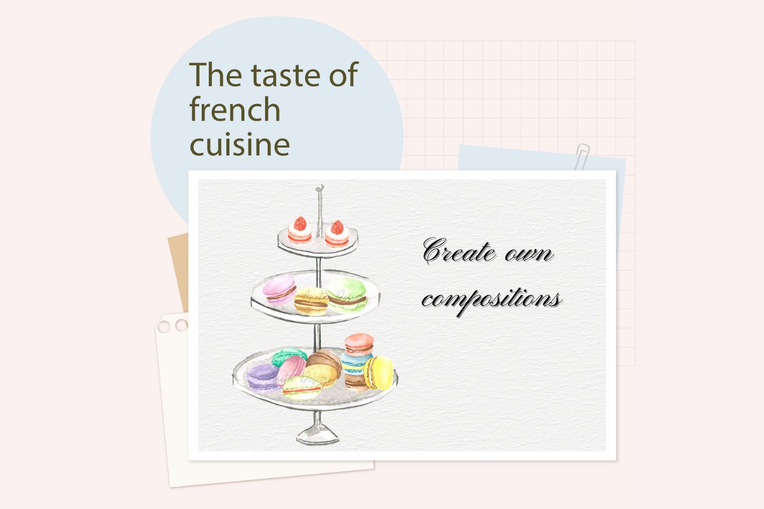 Peach illustration with the taste of french cuisine.