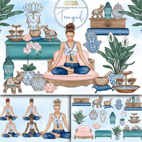 Tranquil yoga home clipart collection - main image preview.