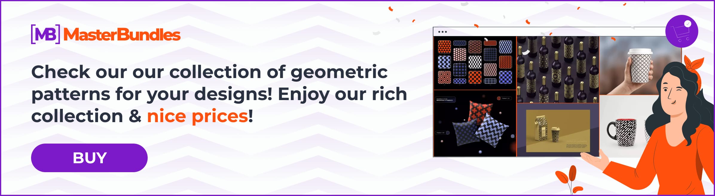 Banner for geometric patterns with discount.