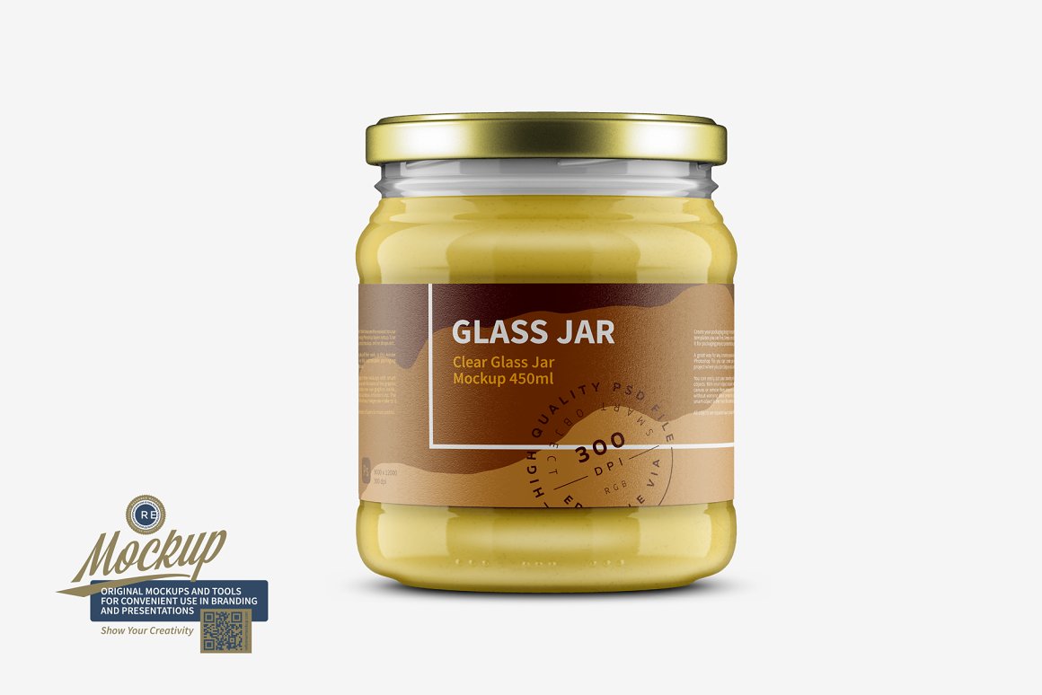 Gold Glass Jar 450 ml.