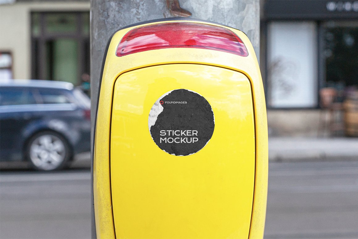 Image of a colorful torn black sticker in a round shape.