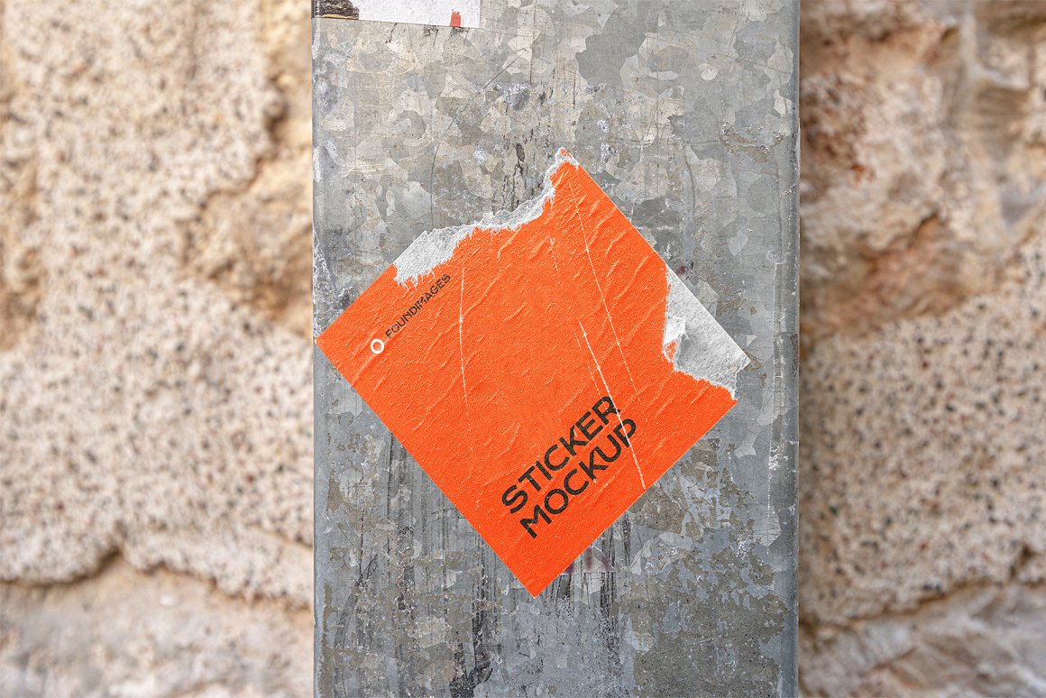Images of enchanting orange torn sticker.