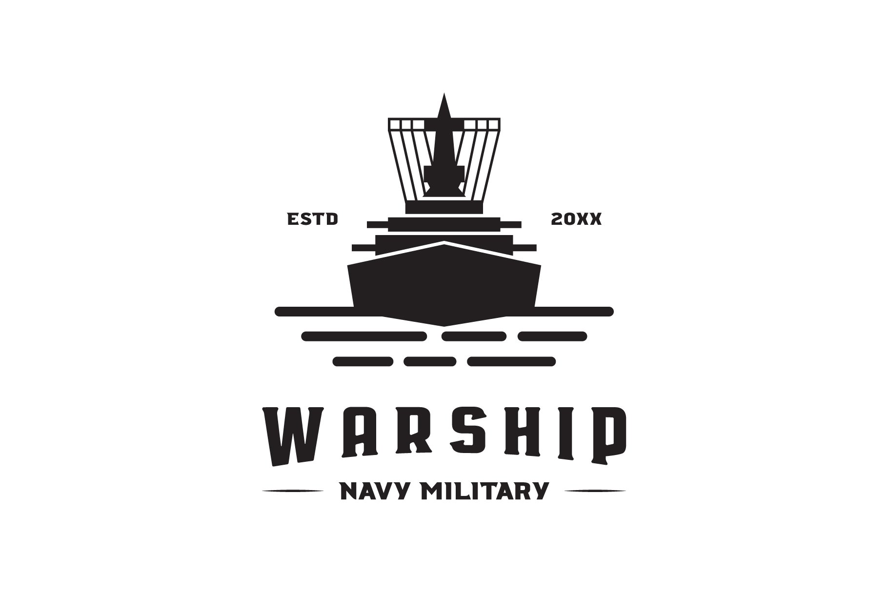 Big black logo with a ship.