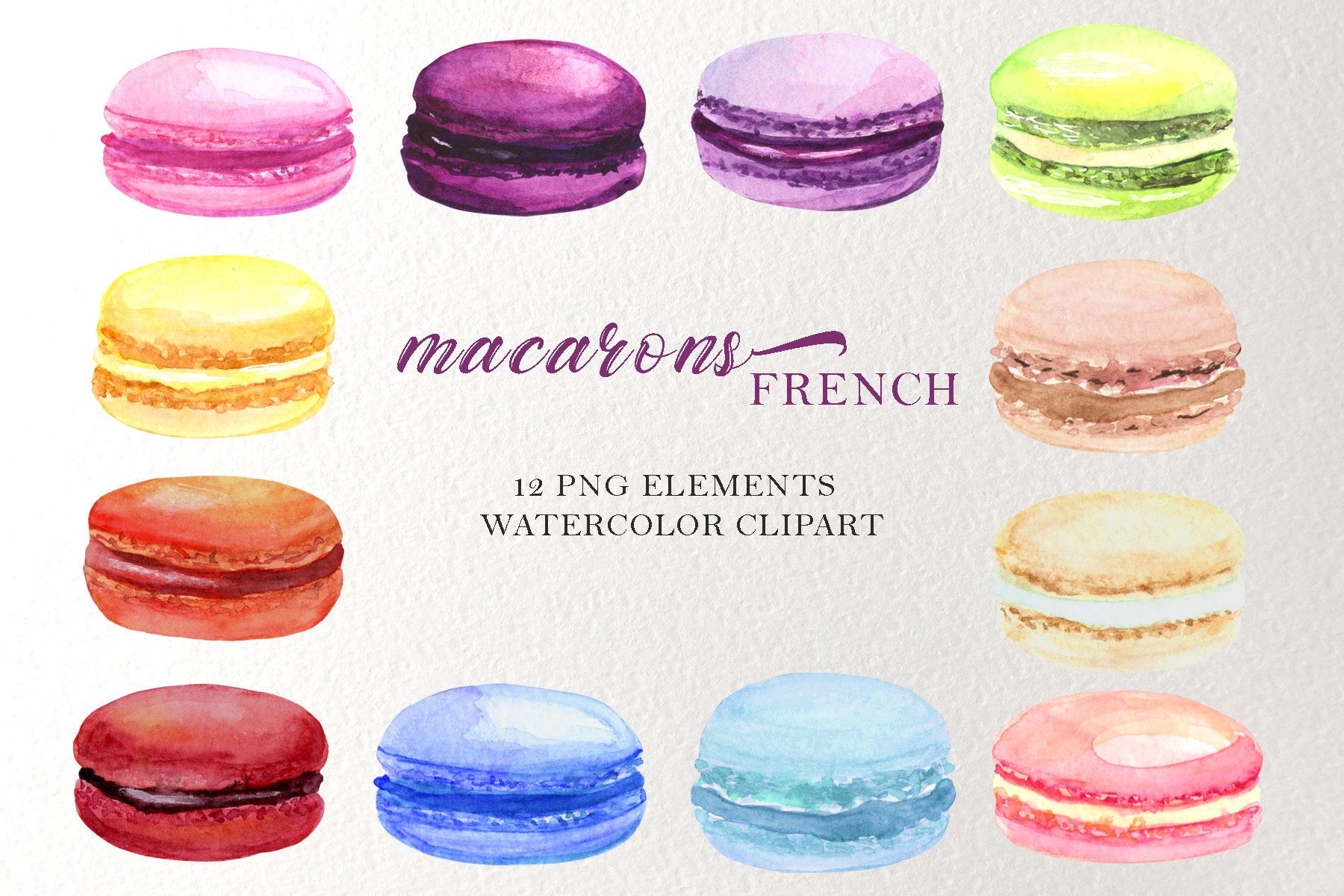 Diverse of multicolor macaroons set.