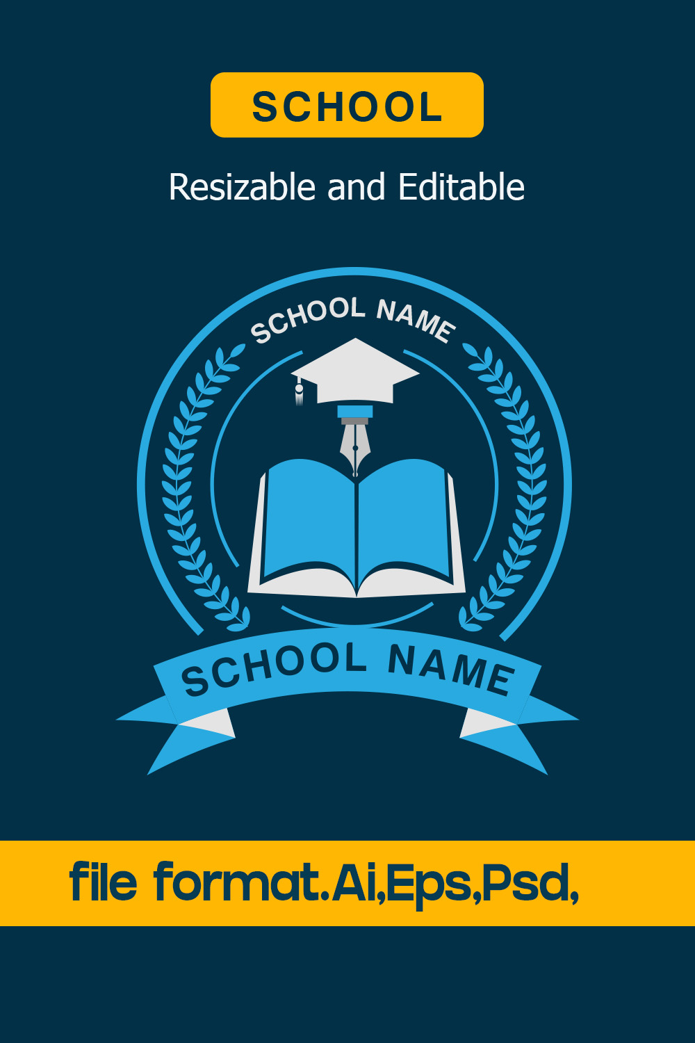 School Logo Template Resizable and Editable Pinterest image.