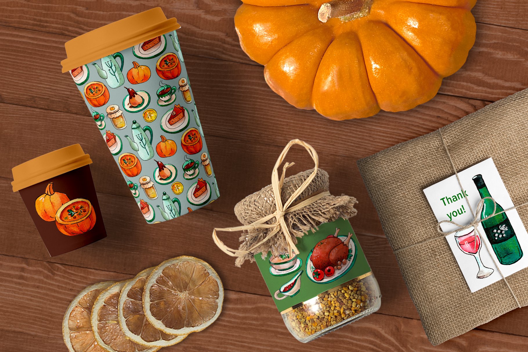 Use this Thanksgiving pattern collection for different textures.