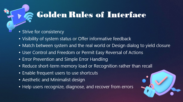 Project Management Templates, golden rules of interface.