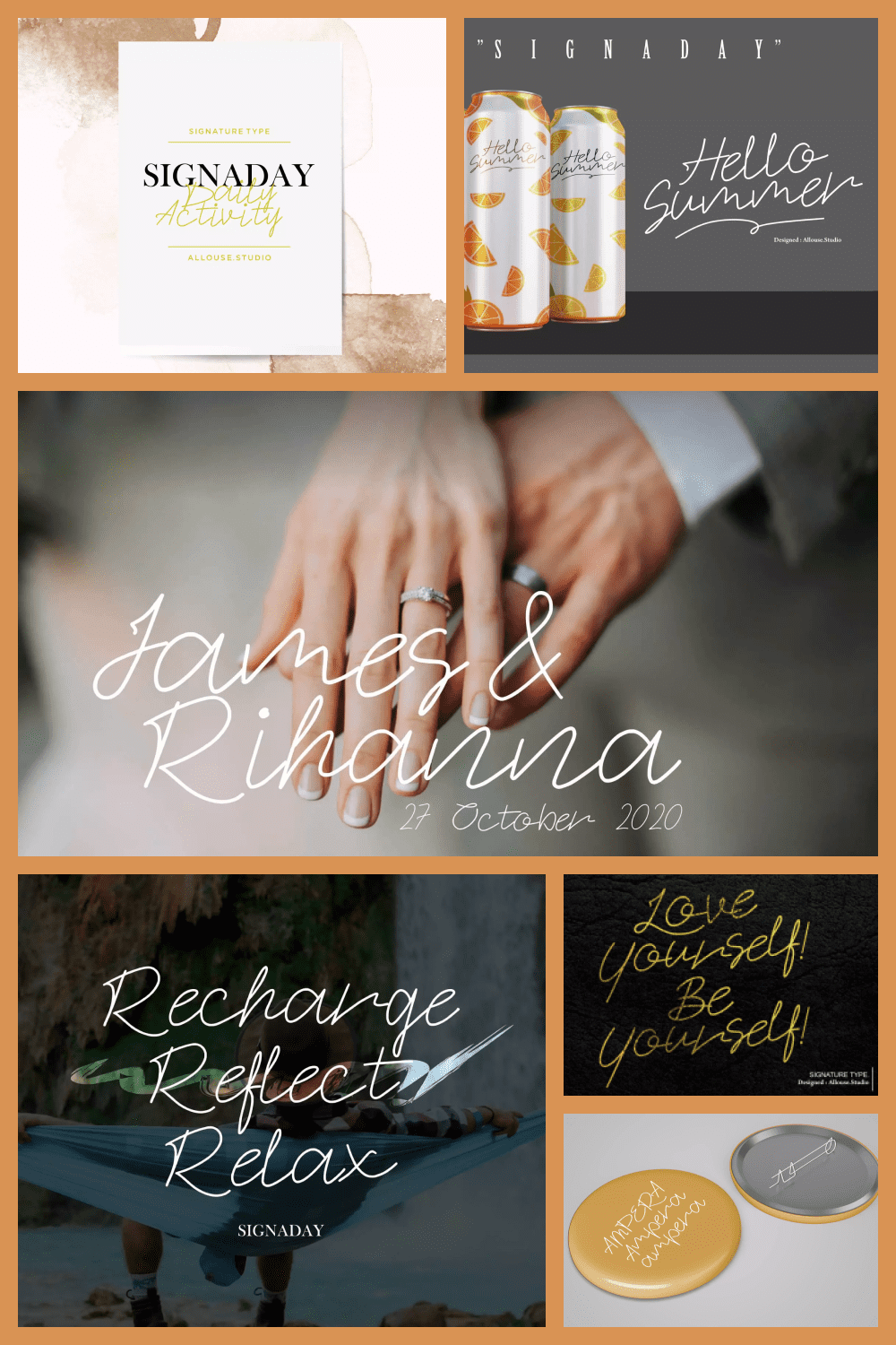 Collage of images with elegant handwritten font.