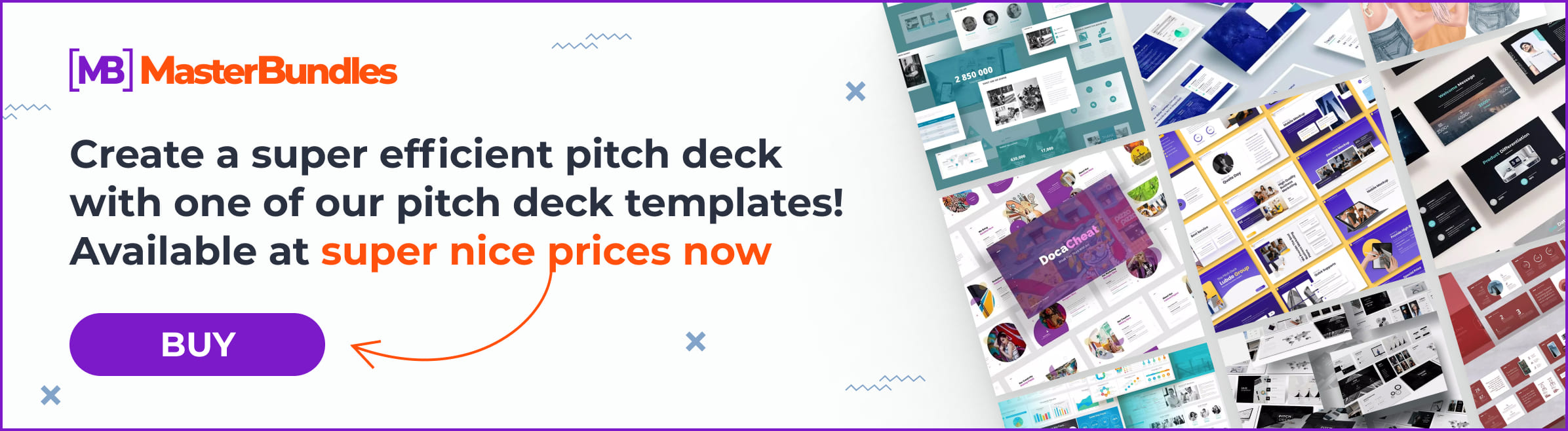 Banner for pitch deck templates with discount.