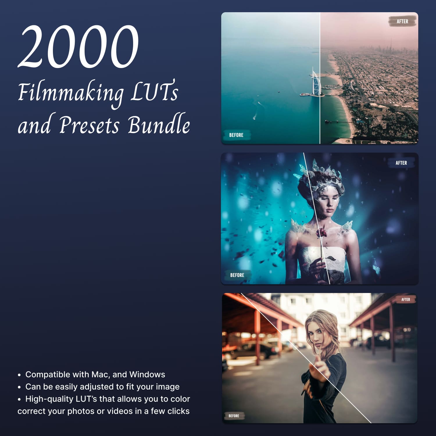 2000 Filmmaking LUTs and Presets Bundle.