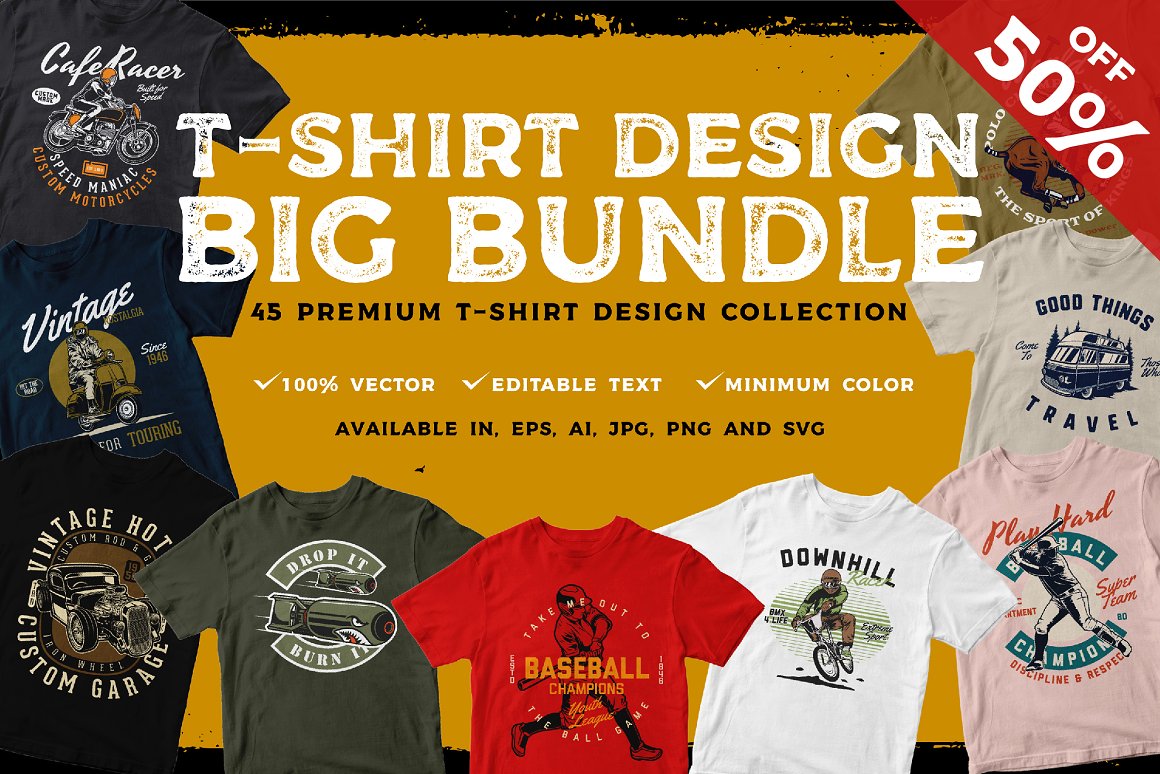 Preview 45 premium t-shirt design collection.