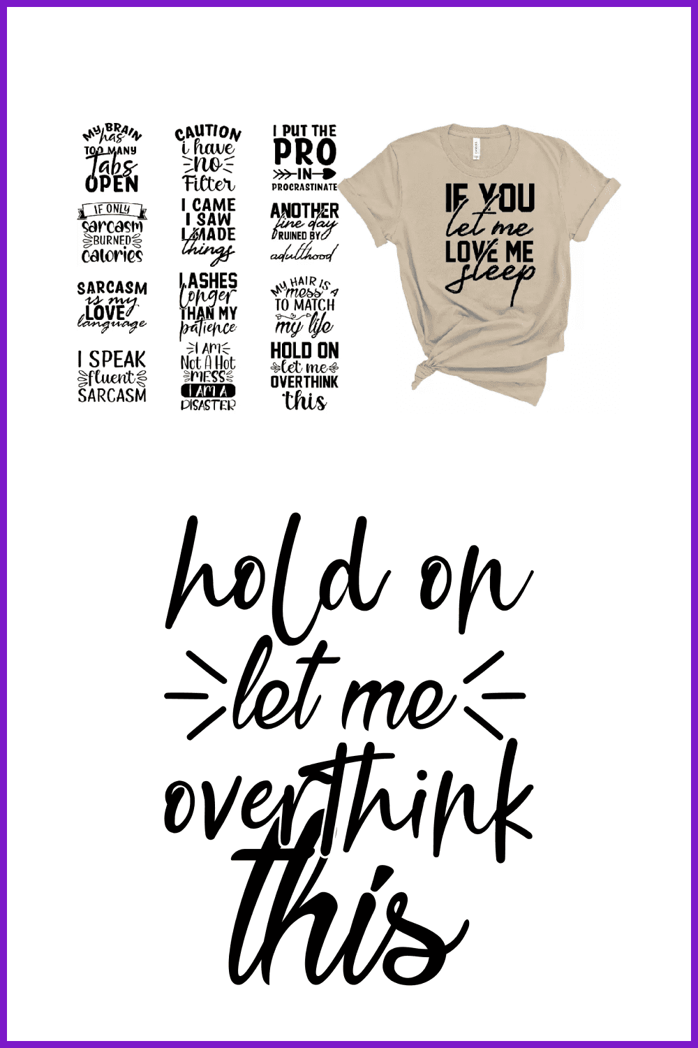 Collage of sarcastic inscriptions on t-shirts.